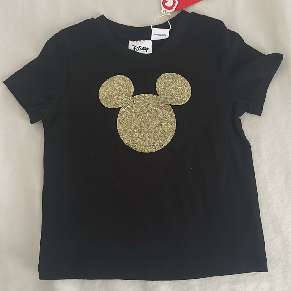 Disney Black T-Shirt with Gold Mickey Mouse - Picture 3 of 7